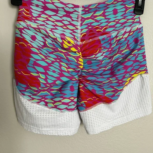 CLS Activewear Scrunch Booty Shorts – Colorful Print, Double Layer, Made in USA - Picture 4 of 7